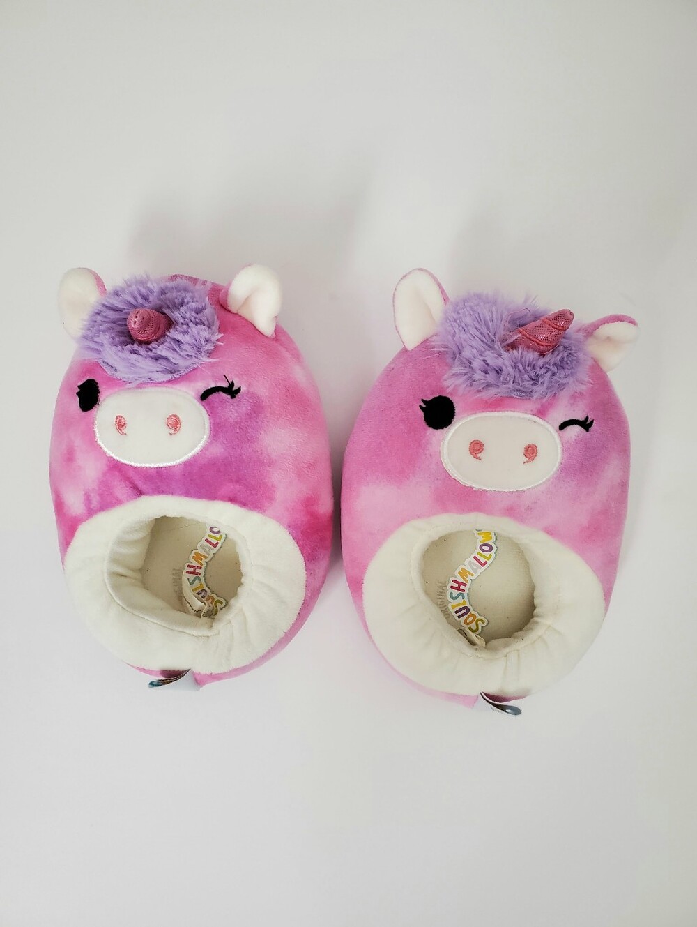 Squishmallows Lola Kids Pink Unicorn Plush Slippers Size 11-12